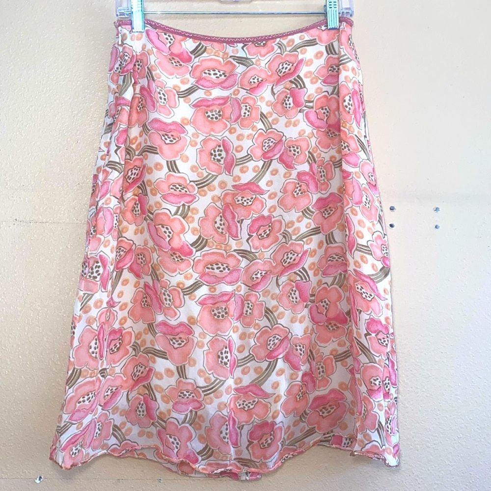 Vintage Odille Pink Sheer floral pattern midi skirt size 4 - Picture 2 of 4